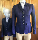 Navy & Dark Navy Check With Navy Trims (605) Show Hunter Jacket Adults