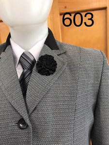 Grey (Light) & Faint Black Patterned Check Adults Show Hunter Jacket (603) With Black Velvet Trims