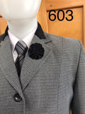 Grey (Light) & Faint Black Patterned Check Adults Show Hunter Jacket (603) With Black Velvet Trims