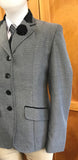 Grey (Light) & Faint Black Patterned Check Adults Show Hunter Jacket (603) With Black Velvet Trims