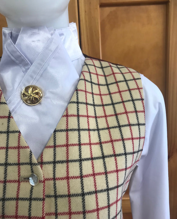 Burgundy & Black Check Waistcoat (Second Hand) Adults Size 12 (411)