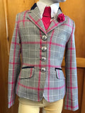 Pink (Hot), Grey, Cream & Navy WOW Show Hunter Jacket (630) Childs Size 6