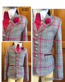Pink (Hot), Grey, Cream & Navy WOW Show Hunter Jacket (630) Childs Size 6