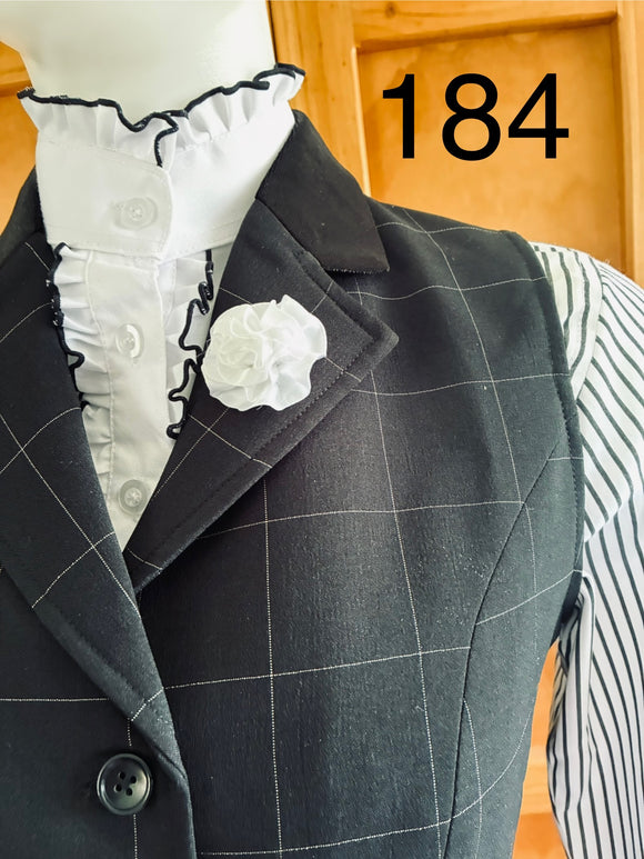 Black & Faint White Check Longline Vest (184) Adults 10