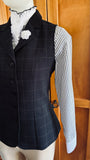 Black & Faint White Check Longline Vest (184) Adults 10