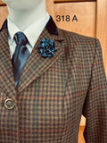 Brown, Mustard & Faint Green & Red Check Show Hunter Jacket With Navy Trims Adults  (318)