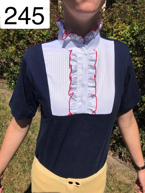 Navy, Red & White Ruffled T Shirt Adults (245)