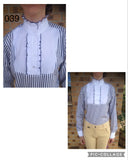 Navy & White Striped Long Sleeved Ruffle Shirts Adults (039)