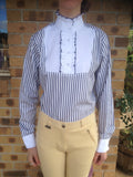 Navy & White Striped Long Sleeved Ruffle Shirts Adults (039)
