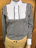 Black & White Striped Long Sleeved Ruffled Adults Shirt NEW (274)