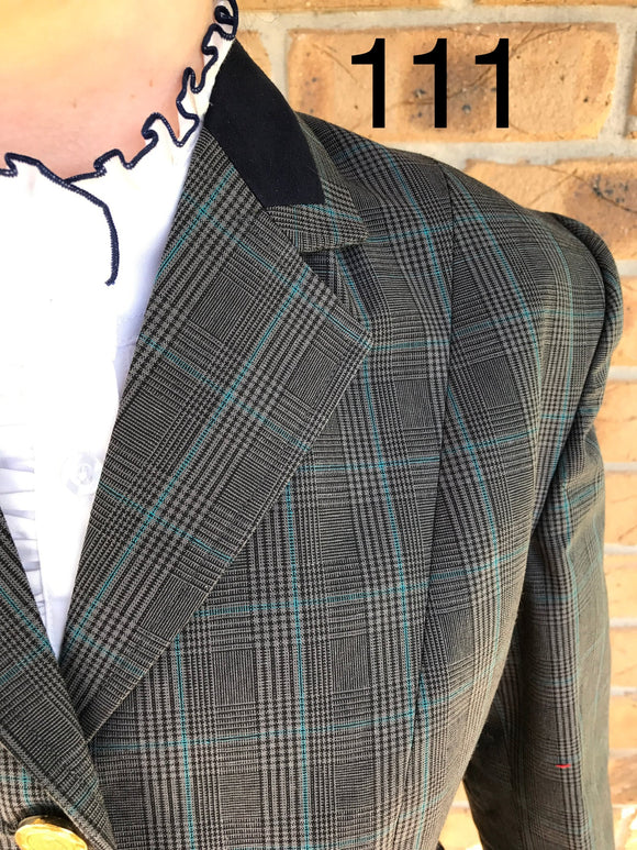 Navy, Grey & Aqua Check Show Hunter Jacket Childs (111)