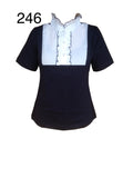 Navy & White Ruffled T Shirt Childs With Navy Stitching On The Ruffles (246)