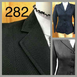 Black Open Or Dressage Self Pattern 4 Button Jacket Adults  Sizes 8 - 14 Only (282)