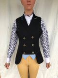 White & Navy  Spotted Ruffle Shirt (Long Sleeve) (023)