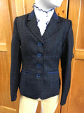 Navy & Pale Blue Slight  Check Show Hunter Or Open 4 Button Jacket With Navy Trims Childs (326)