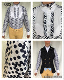 White & Navy  Spotted Ruffle Shirt (Long Sleeve) (023)