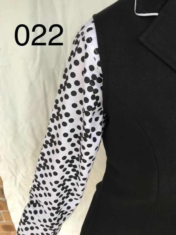 White & Black Spotted Ruffle Shirt (Long Sleeve) (022)