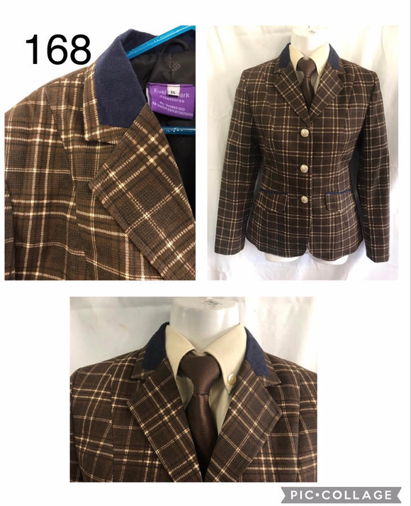 Brown & Cream Check WOW FACTOR New Show Hunter Jacket Childs (168)