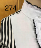 Black & White Striped Long Sleeved Ruffled Adults Shirt NEW (274)