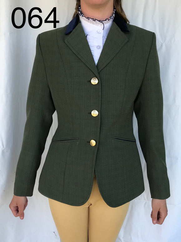 Olive (Darker) Show Hunter Jacket With Navy Velvet Trims Adults (064)
