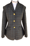 Navy, Grey & Aqua Check Show Hunter Jacket Childs (111)