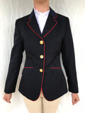Navy Open or Dressage Jacket With The Full Red Trim Adults (042)