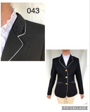 Black Open or Dressage Jacket With Fine White Trims Adults (043)