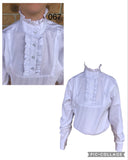 White Long Sleeve Ruffled Shirts With White Stitching Adults (067)