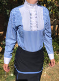 Pale/ Sky Blue & White Striped Long Sleeved Ruffle Shirts Adults (298)