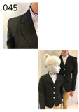 Brown Dark Almost Self Check Show Hunter Jacket With Navy Trims Childrens (045)