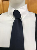 Navy Long Sleeved T Shirt With White Front, Tie Collar & White Cuffs Adults (150)