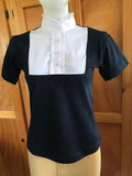 Navy & White (355) Ruffled T Shirt Adults With White Stitching On The Ruffles