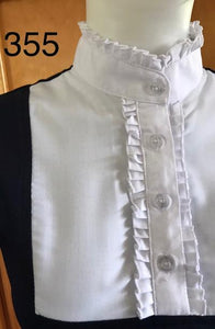 Navy & White (355) Ruffled T Shirt Adults With White Stitching On The Ruffles