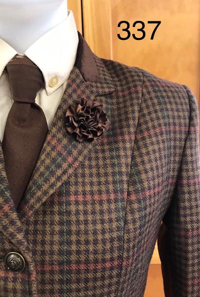 Brown, Mustard & Faint Green & Red Check Show Hunter Jacket With Brown Trims Adults (337)