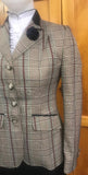 Navy, Burgundy & Cream Tweed Check "NEW" Show Hunter Jacket With Navy Trims Adults (527)