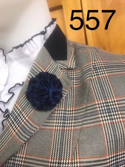Navy, Cream & A Faint Orange Tweed Check 