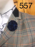 Navy, Cream & A Faint Orange Tweed Check "NEW" Show Hunter Jacket With Navy Trims Adults (557)