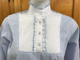Pale/ Baby Blue & White Striped "NEW"  Long Sleeved Ruffle Shirts Adults (345)