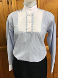 Pale/ Baby Blue & White Striped "NEW"  Long Sleeved Ruffle Shirts Adults (345)