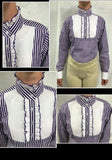 CLEARANCE Purple & White Striped Hrcav Ruffled Long Sleeve Shirt Adults Sizes 8 & 10 Only (135)