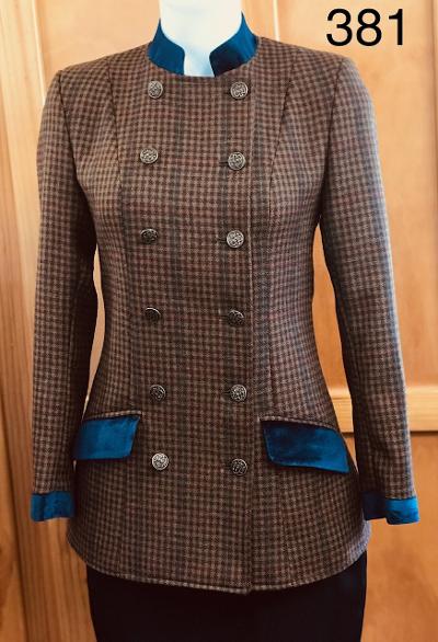 Brown, Faint Green & Red Check Stunning Show Hunter Leading Rein Jacket (381)