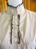 Cream & Navy Long Sleeved Ruffle Shirts Adults (314)