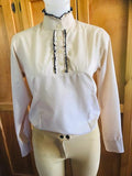 Cream & Navy Long Sleeved Ruffle Shirts Adults (314)