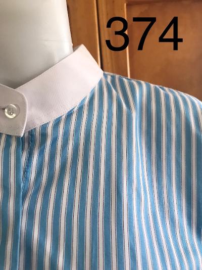 Aqua/ Teal & White Striped Long Sleeved Stock/ Ratcatcher Shirts Adults Sizes 16, 20 & 22 Only (374)