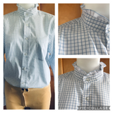 CLEARANCE Pale/ Baby Blue & White Checked "NEW"  Long Sleeved Ruffle Shirts Adults (058)