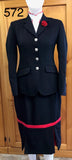 Navy Skirt "NEW" With Stunning Double Red Pleats and Band Adults 595
