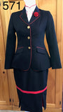 Navy Skirt "NEW" With Stunning Double Red Pleats and Band Adults 595