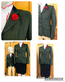 Olive & Faint Red Check Show Hunter Jacket With Navy Trims Childs (561)