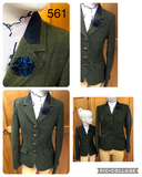 Olive & Faint Red Check Show Hunter Jacket With Navy Trims Childs (561)