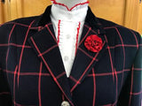 Navy & Red WOW Factor Stunning Check Adults Size 12 Hunter Jacket (575)